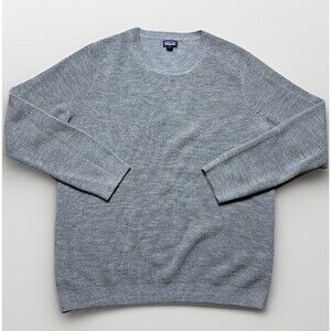 Patagonia Merino Wool Waffle Crew Neck Grey Pullover Sweater Women's Size XL